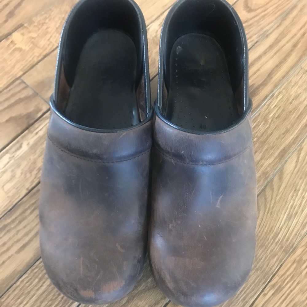 Dansko brown leather clogs